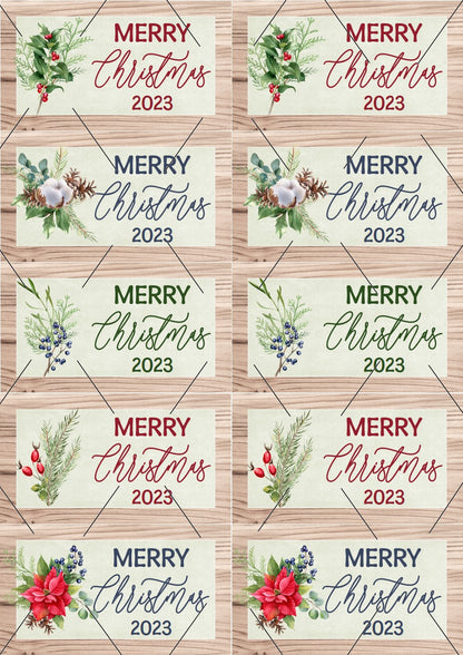 READY TO PRINT:  Christmas 2023 Gift Tags (set of 10) - Wooden
