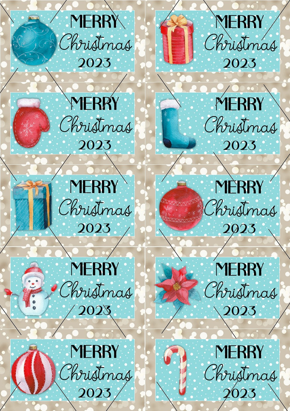 READY TO PRINT:  Christmas 2023 Gift Tags (set of 10) - Sparkle