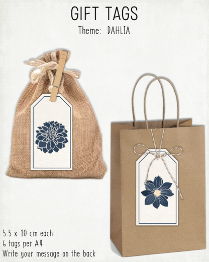 READY TO PRINT:  Gift Tags - Dahlia