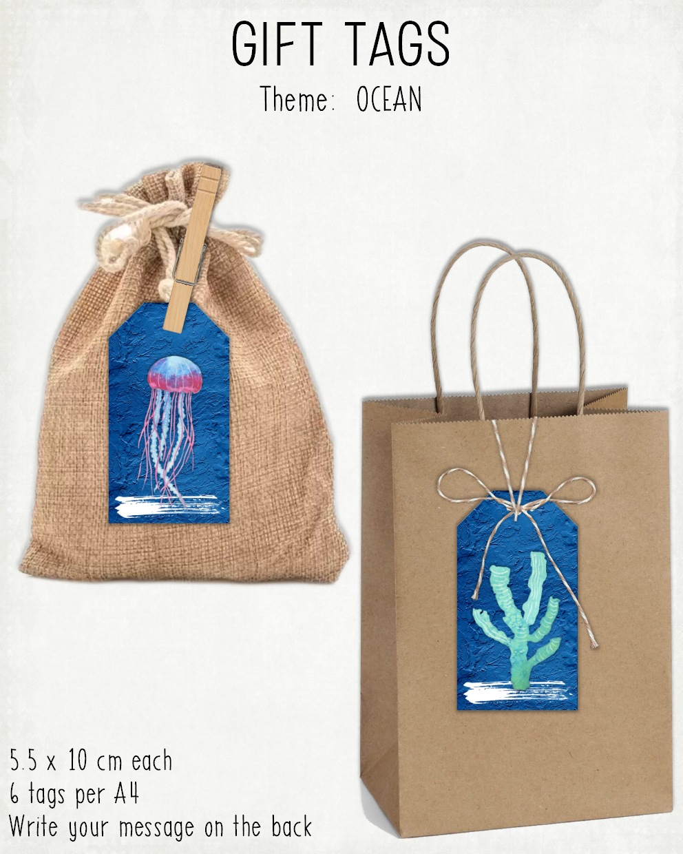 READY TO PRINT:  Gift Tags - Ocean