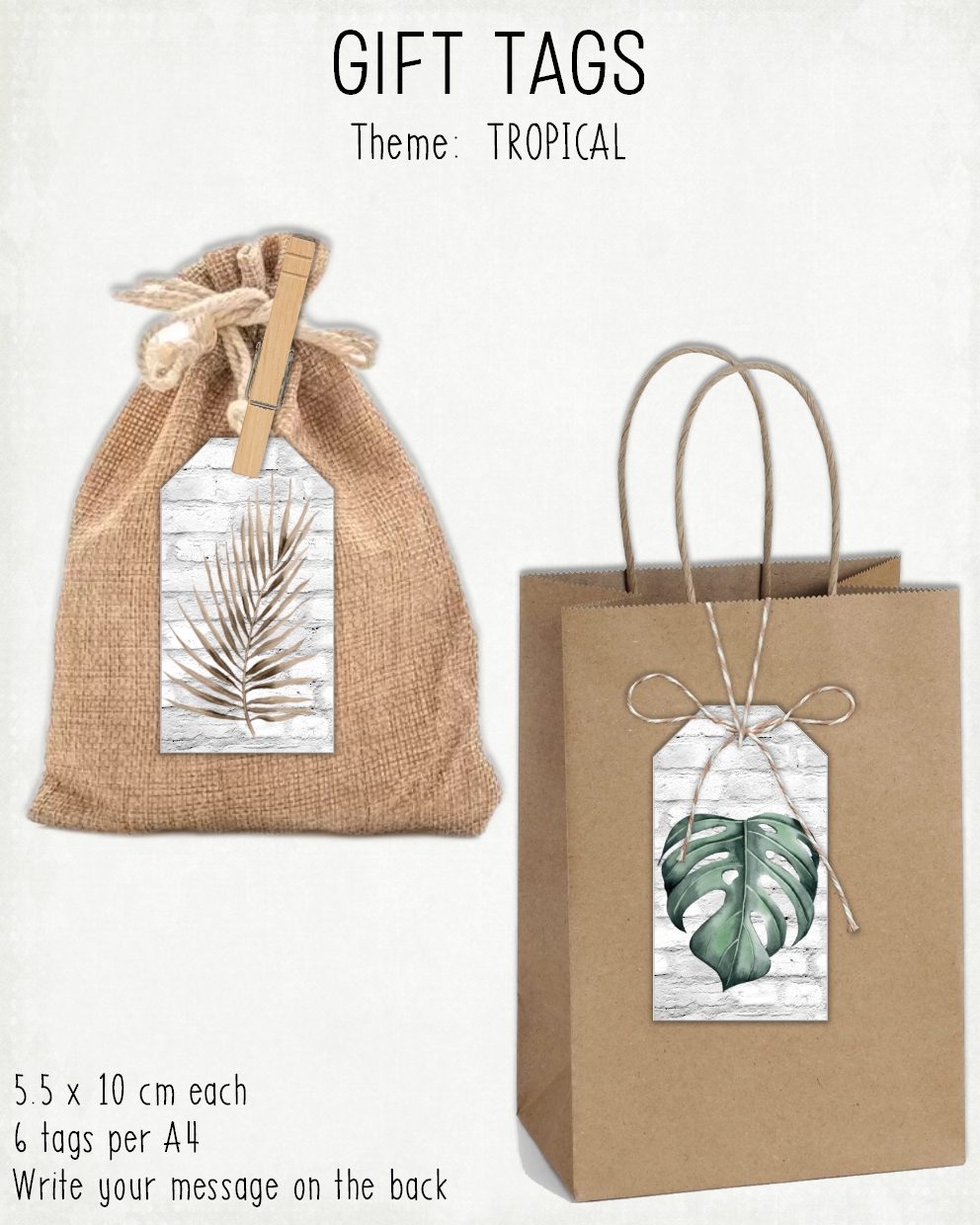 READY TO PRINT:  Gift Tags - Tropical