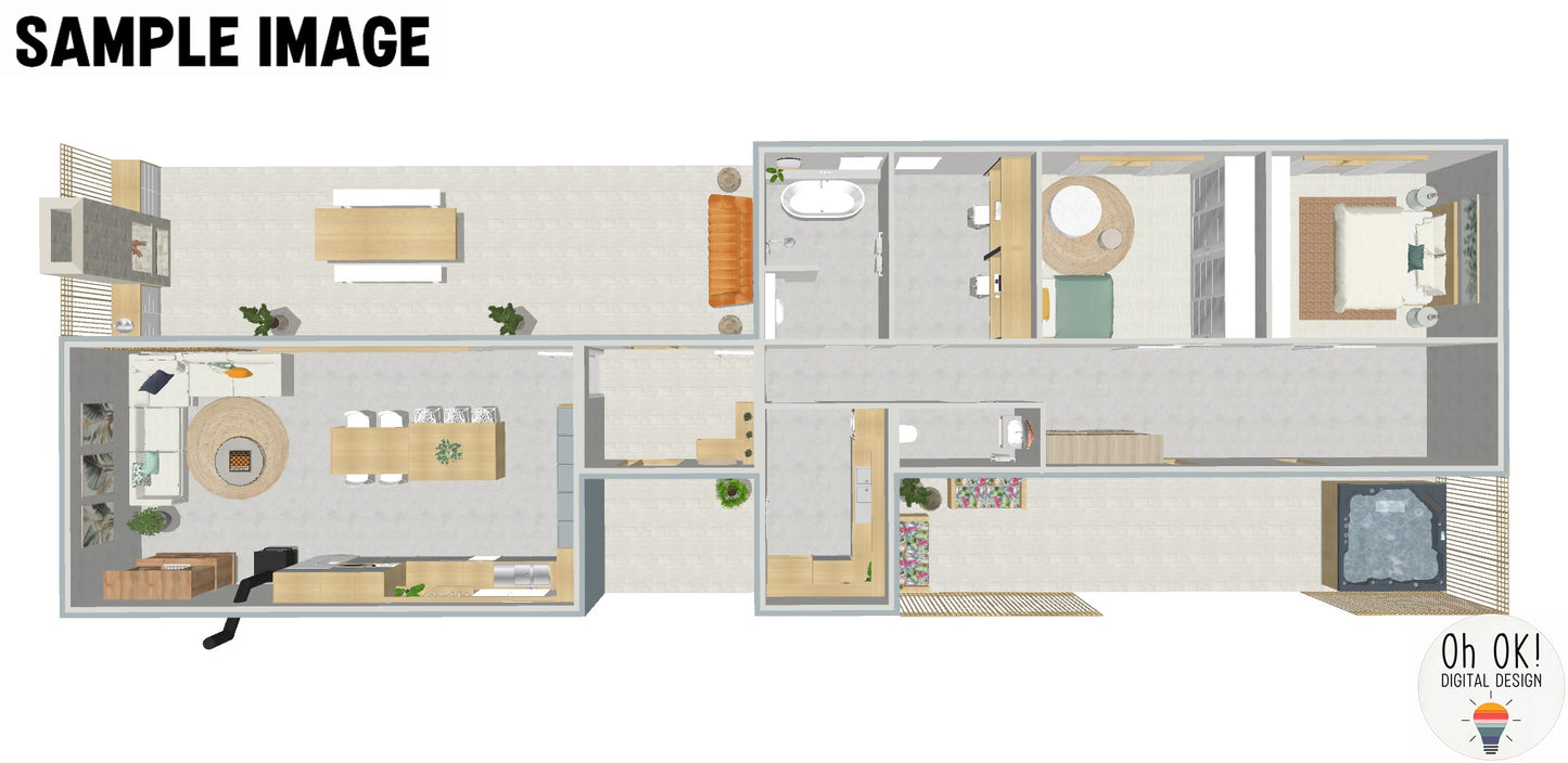 3D HOUSE PLANS:  Single Room