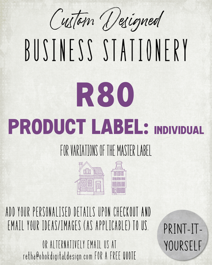 CUSTOM DESIGNED:  Business Stationery - Product Label:  Individual