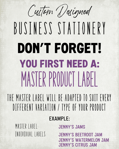 CUSTOM DESIGNED:  Business Stationery - Product Label:  Individual