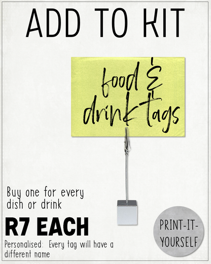 ADD TO KIT:  Food/Drink Tags