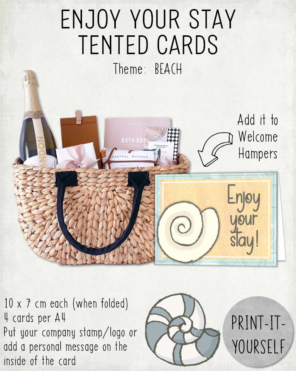 READY TO PRINT:  Enjoy Your Stay Cards - Beach