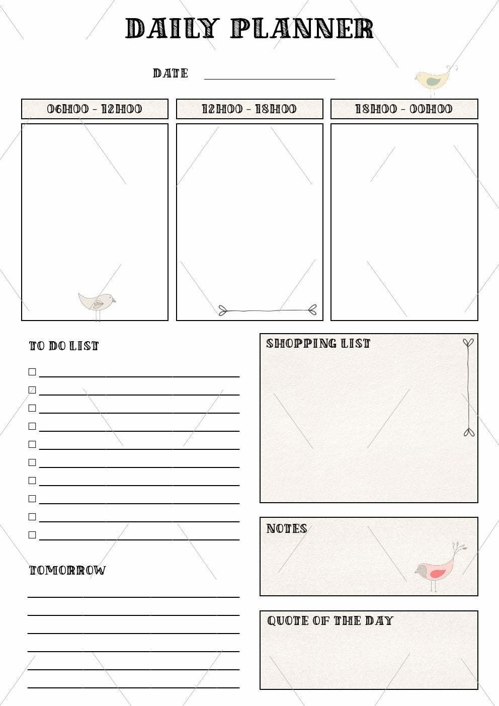 READY TO PRINT:  3-in-1 Planner - Birdy