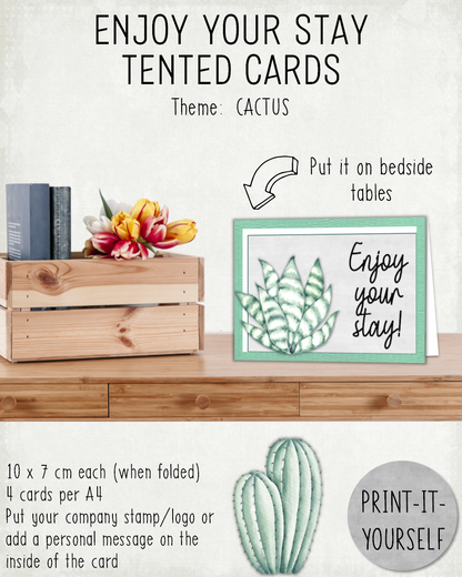 READY TO PRINT:  Enjoy Your Stay Cards - Cactus