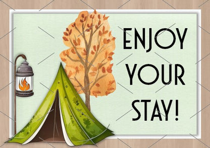 READY TO PRINT:  Enjoy Your Stay Cards - Camping