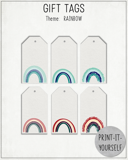 READY TO PRINT:  Gift Tags - Rainbow