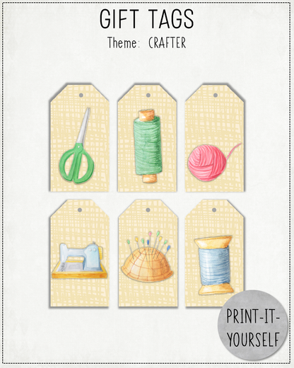 READY TO PRINT:  Gift Tags - Crafter