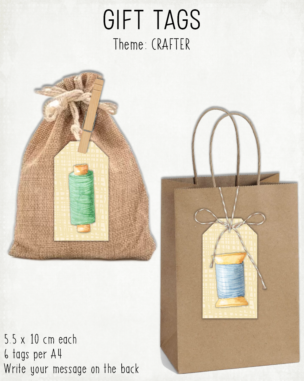 READY TO PRINT:  Gift Tags - Crafter
