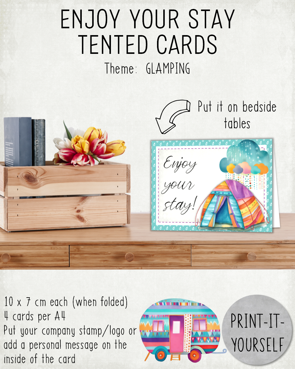 READY TO PRINT:  Enjoy Your Stay Cards - Glamping
