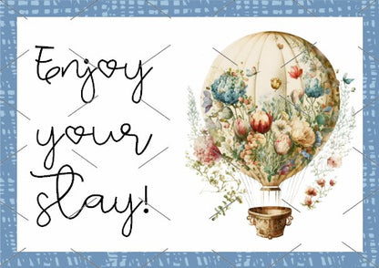 READY TO PRINT:  Enjoy Your Stay Cards - Hot Air Balloon