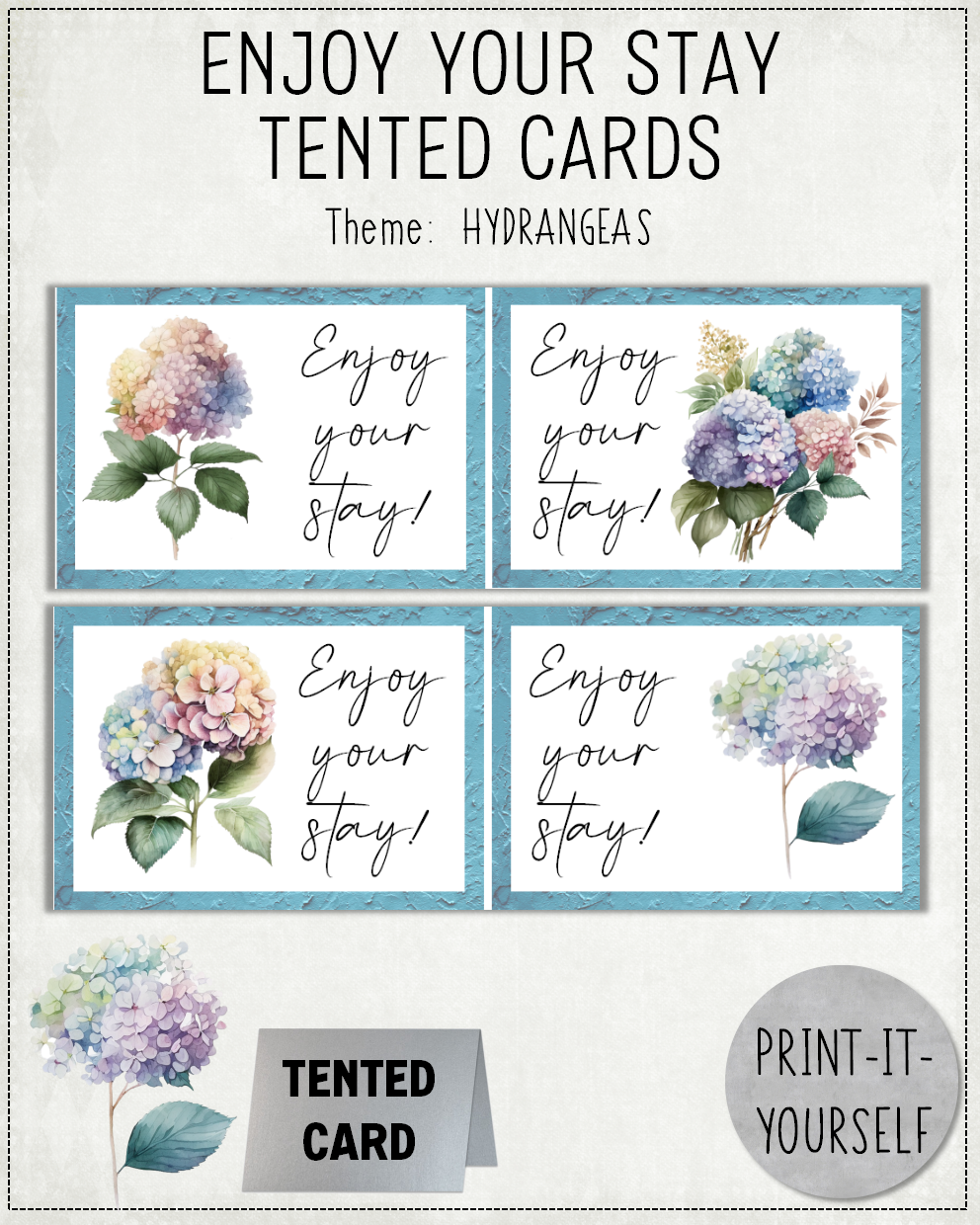 READY TO PRINT:  Enjoy Your Stay Cards - Flower Bundle