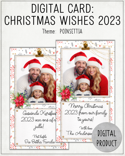 DIGITAL CARD:  Christmas Wishes 2023 - Poinsettia (Afrikaans / English)