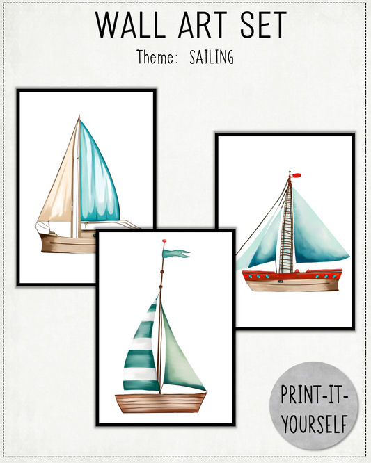 READY TO PRINT:  Wall Art Set Nautical - Sailing
