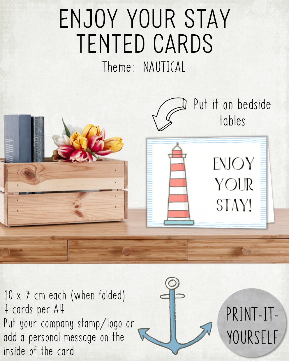 READY TO PRINT:  Enjoy Your Stay Cards - Nautical