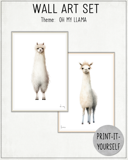 READY TO PRINT:  Wall Art Set - Oh My Llama