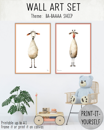 READY TO PRINT:  Wall Art Set - Ba Baaa Sheep