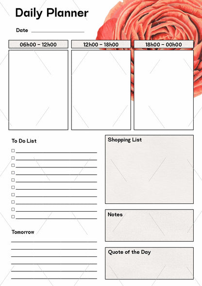 READY TO PRINT:  3-in-1 Planner - Rose