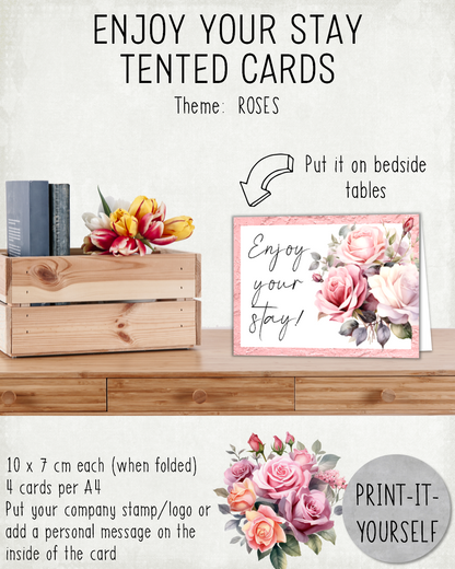 READY TO PRINT:  Enjoy Your Stay Cards - Roses