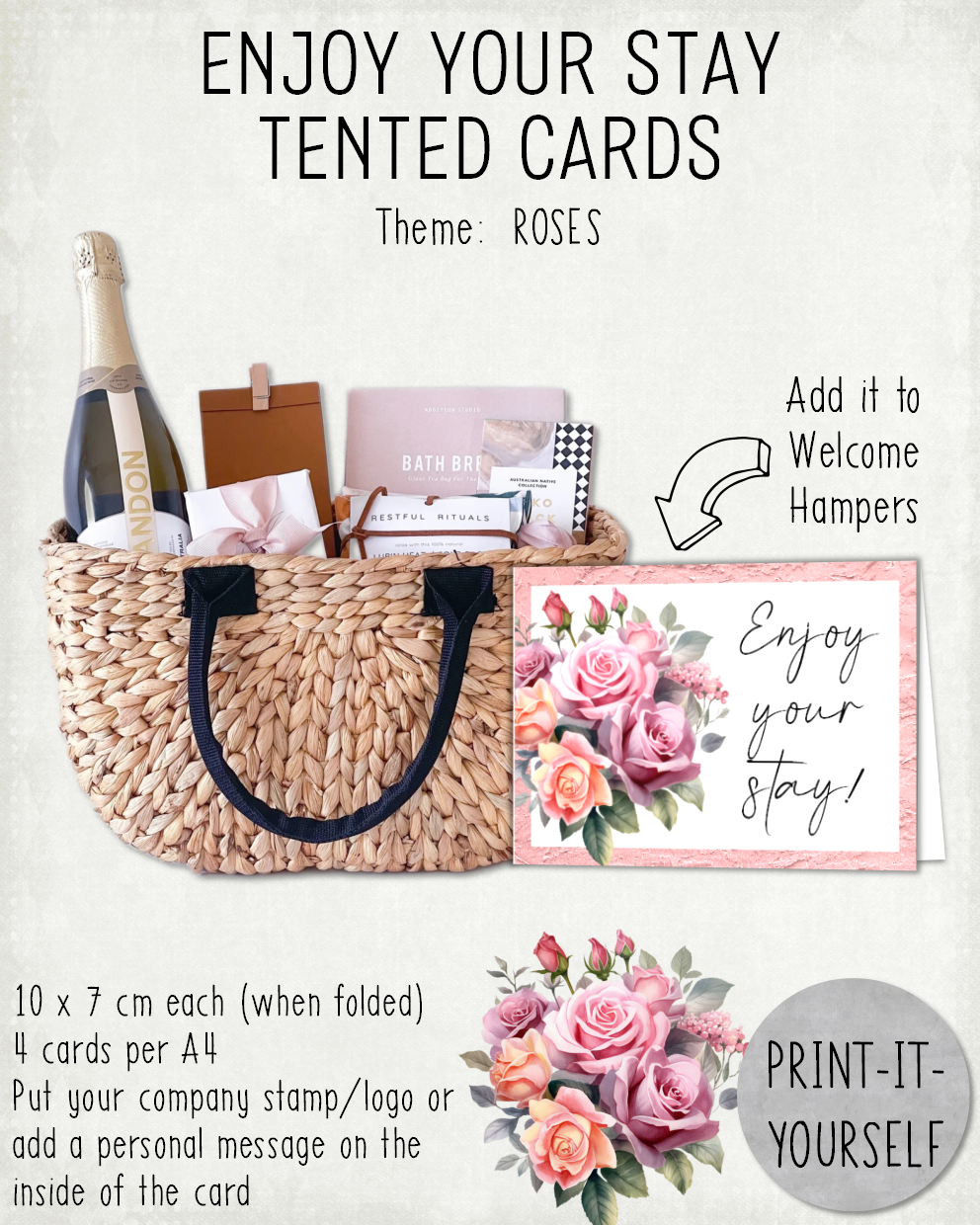 READY TO PRINT:  Enjoy Your Stay Cards - Flower Bundle