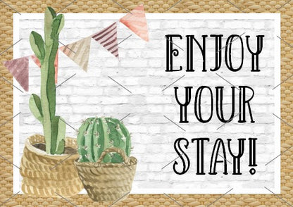 READY TO PRINT:  Enjoy Your Stay Cards - Succulent