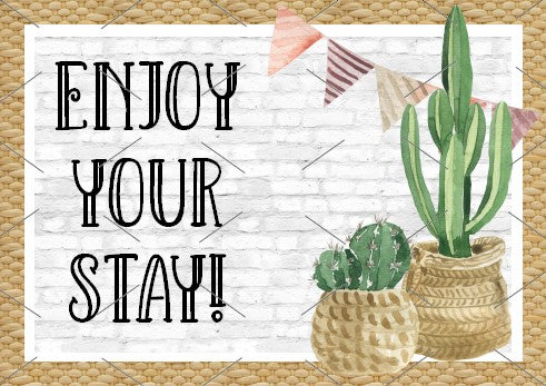 READY TO PRINT:  Enjoy Your Stay Cards - Succulent