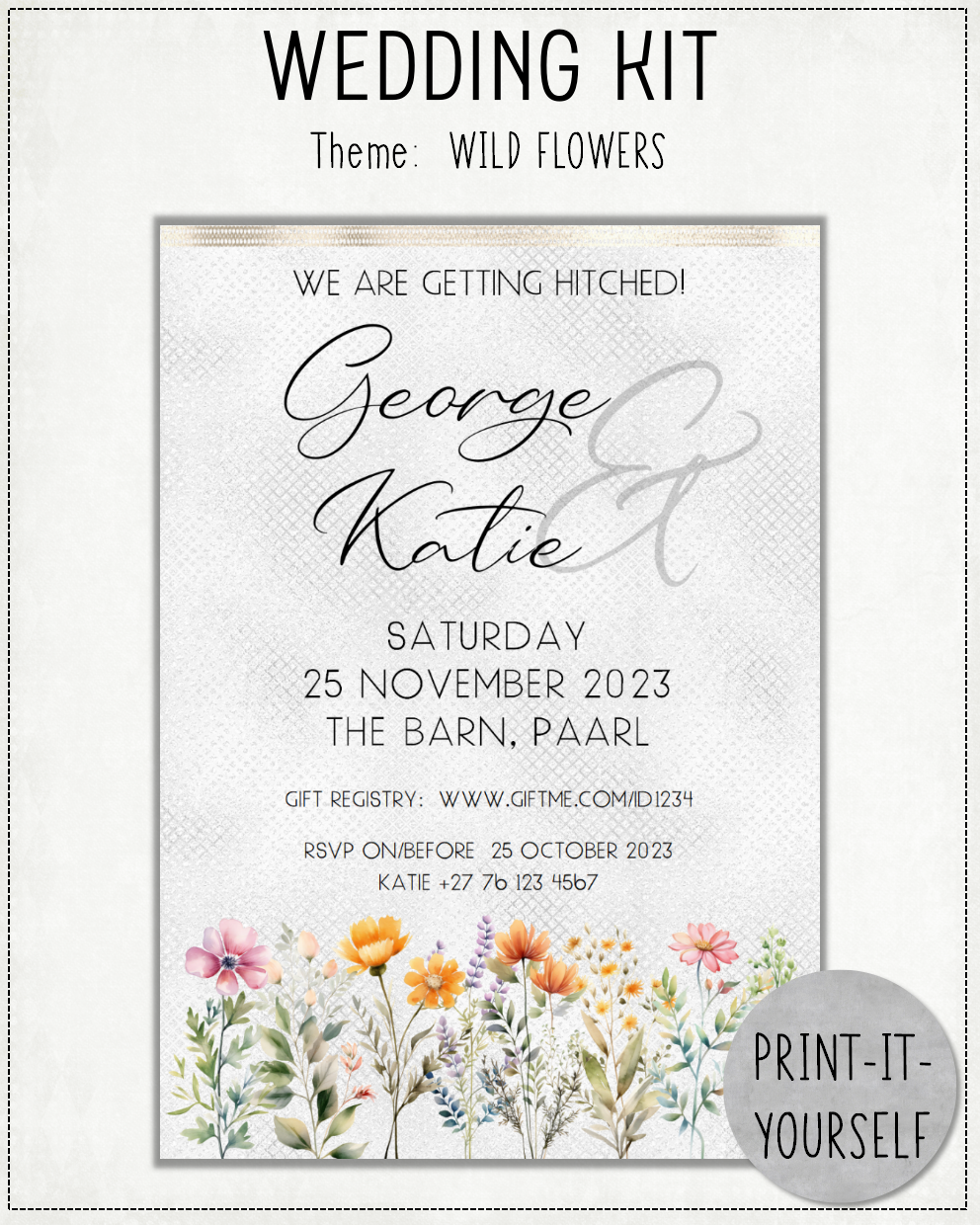 PRINT-IT-YOURSELF:  Wedding Kit - Wild Flowers