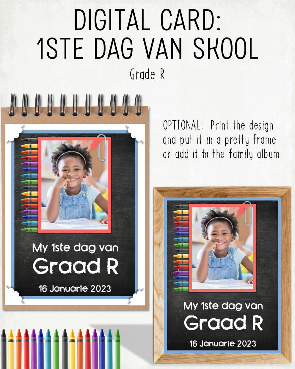 DIGITAL CARD:  1ste Dag van Skool - Graad R (Afrikaans)