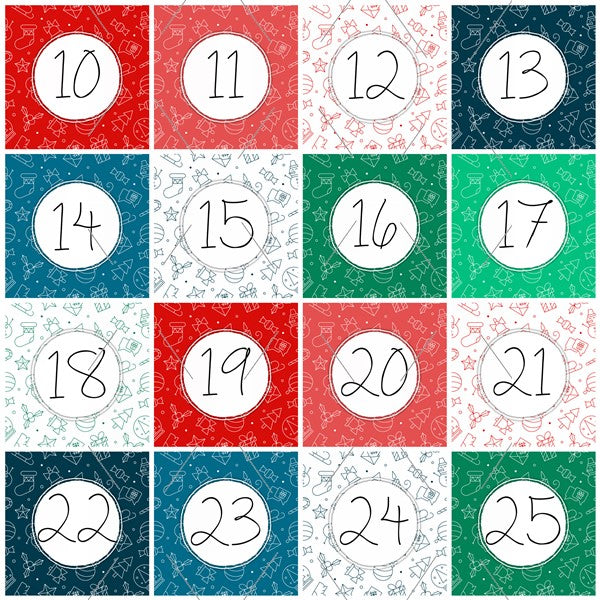 READY TO PRINT:  Advent Calendar - Christmas Doodles