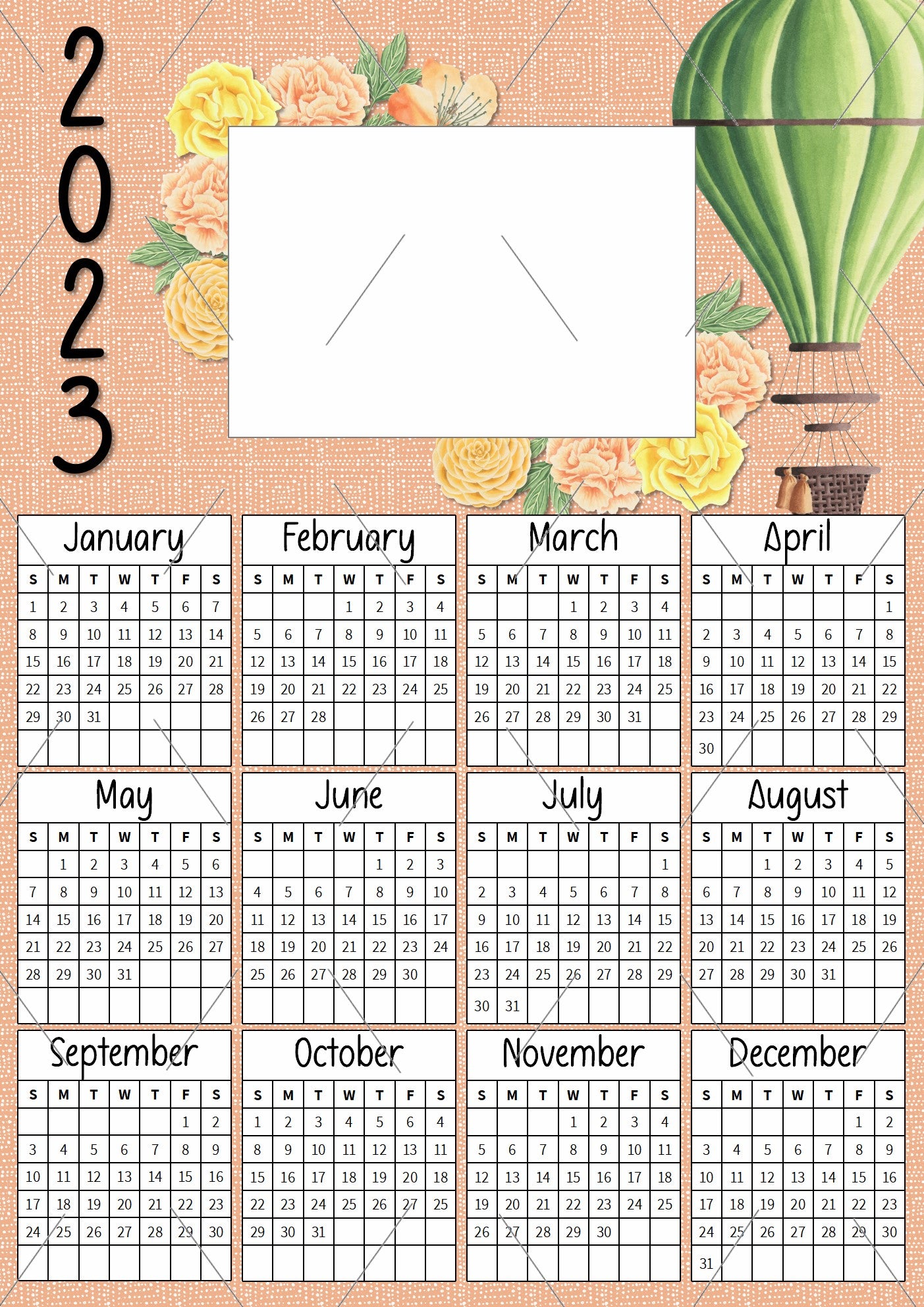 READY TO PRINT:   2023 Calendar - Happy