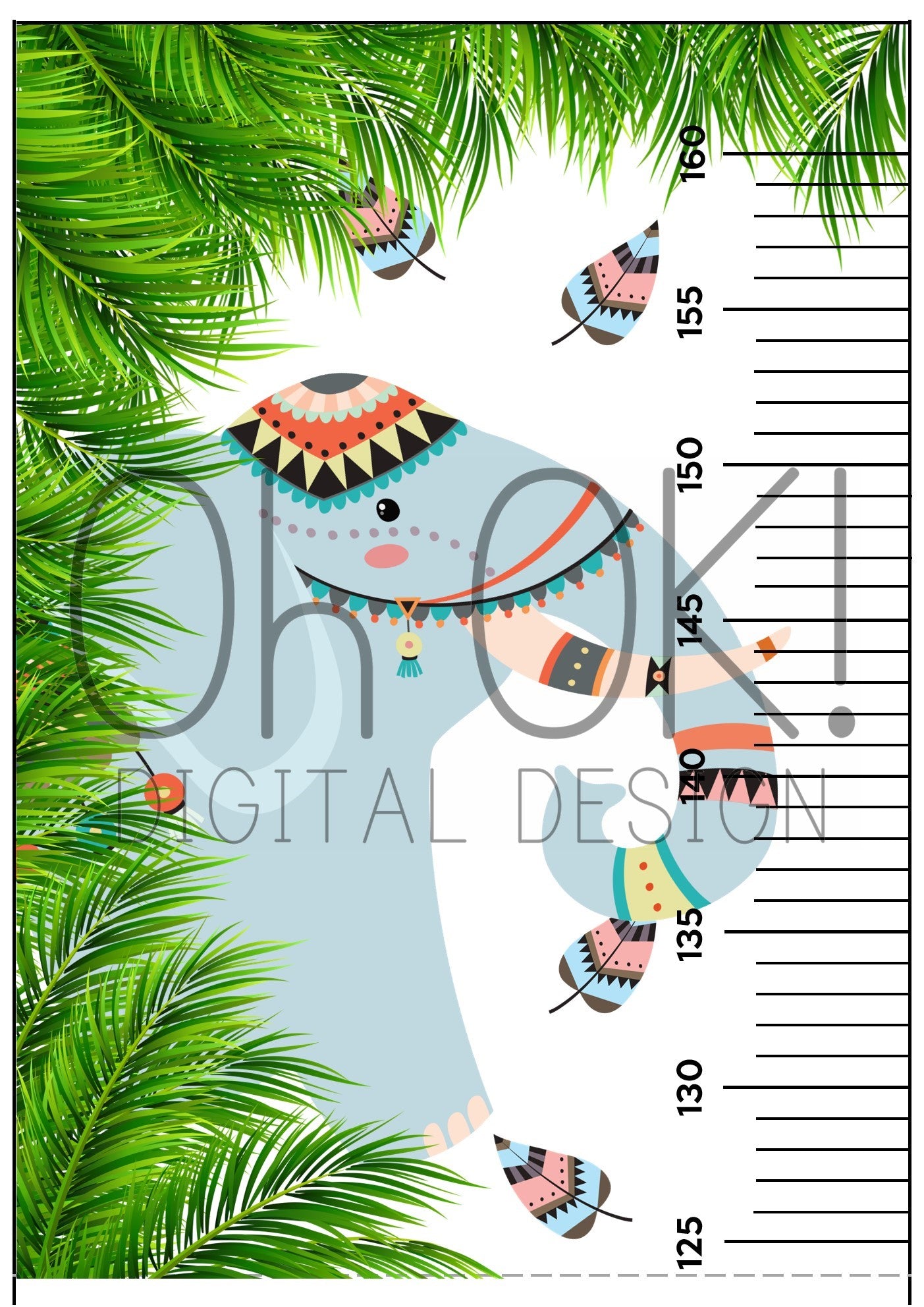 READY TO PRINT:  Wall Ruler 160 cm - Jungle