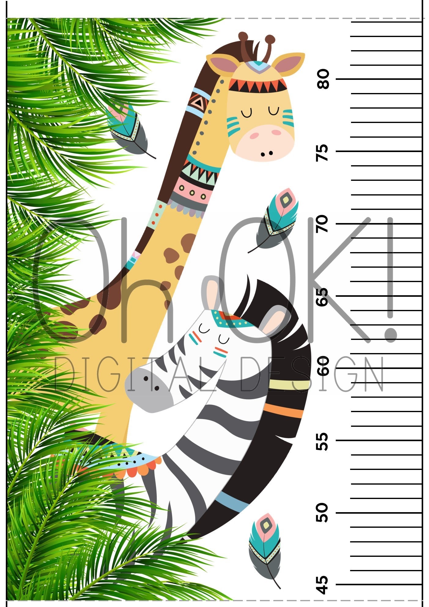 READY TO PRINT:  Wall Ruler 160 cm - Jungle