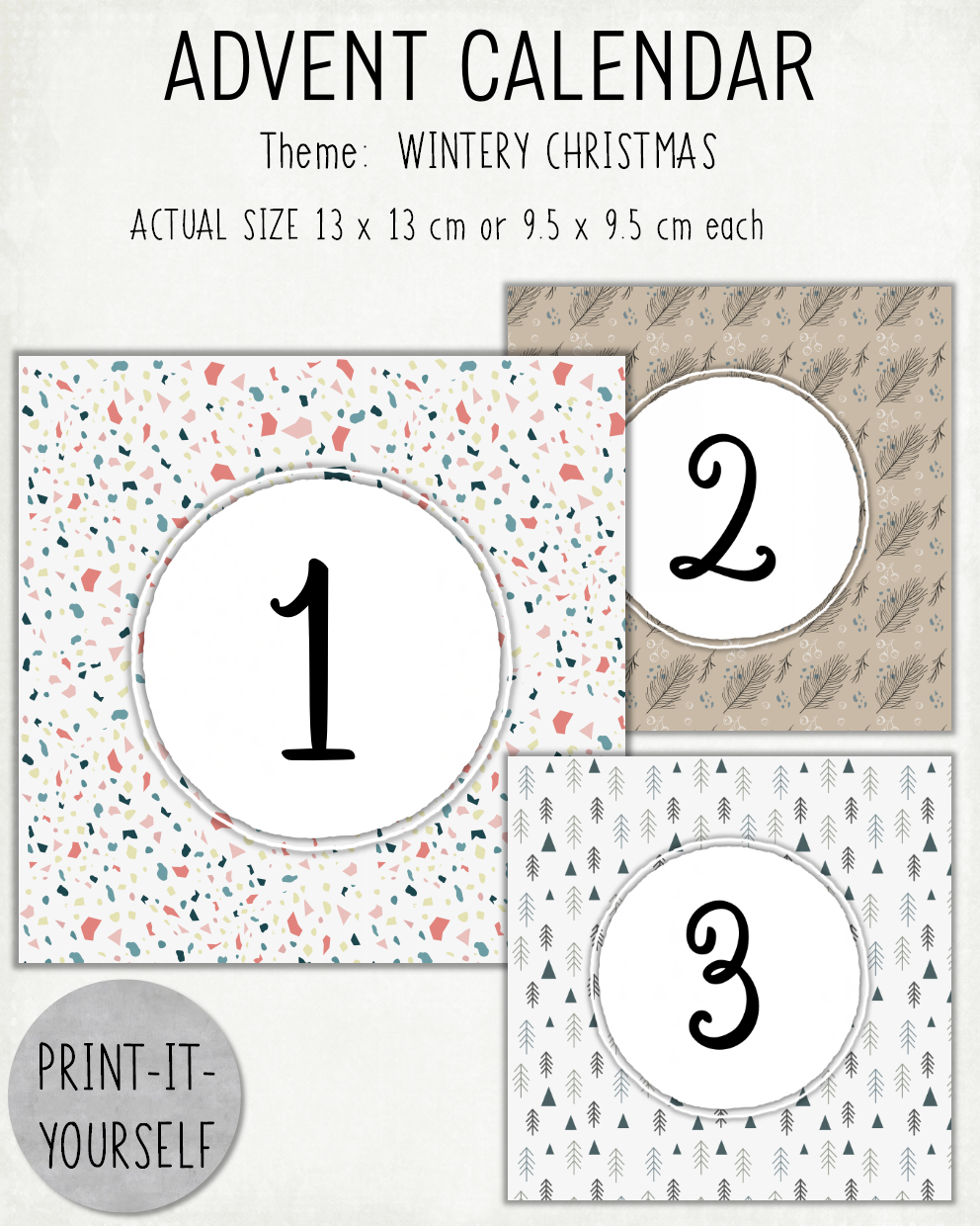 READY TO PRINT:  Advent Calendar - Wintery Christmas