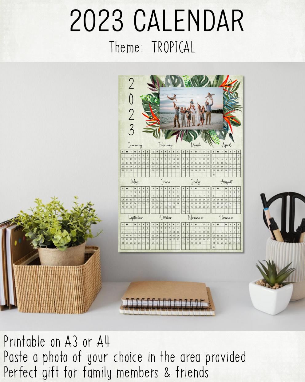 READY TO PRINT:  2023 Calendar - Tropical