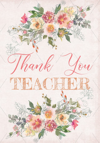 READY TO PRINT:  Teacher Greeting Card Set:  Thank You - Pinkish