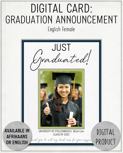 DIGITAL CARD:  Graduation Announcement (English)