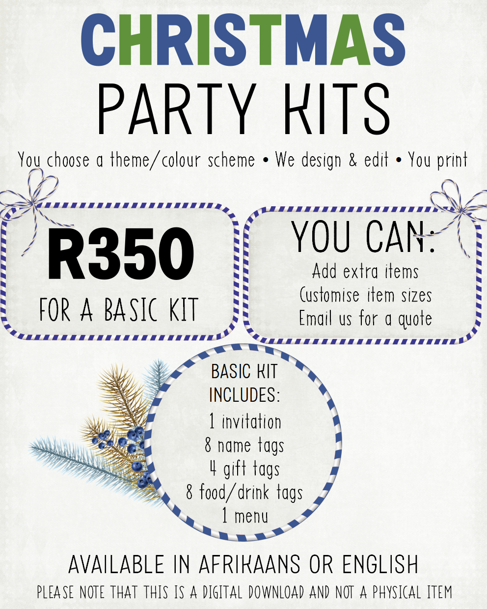 PRINT-IT-YOURSELF KIT:  Christmas Party - Snowy
