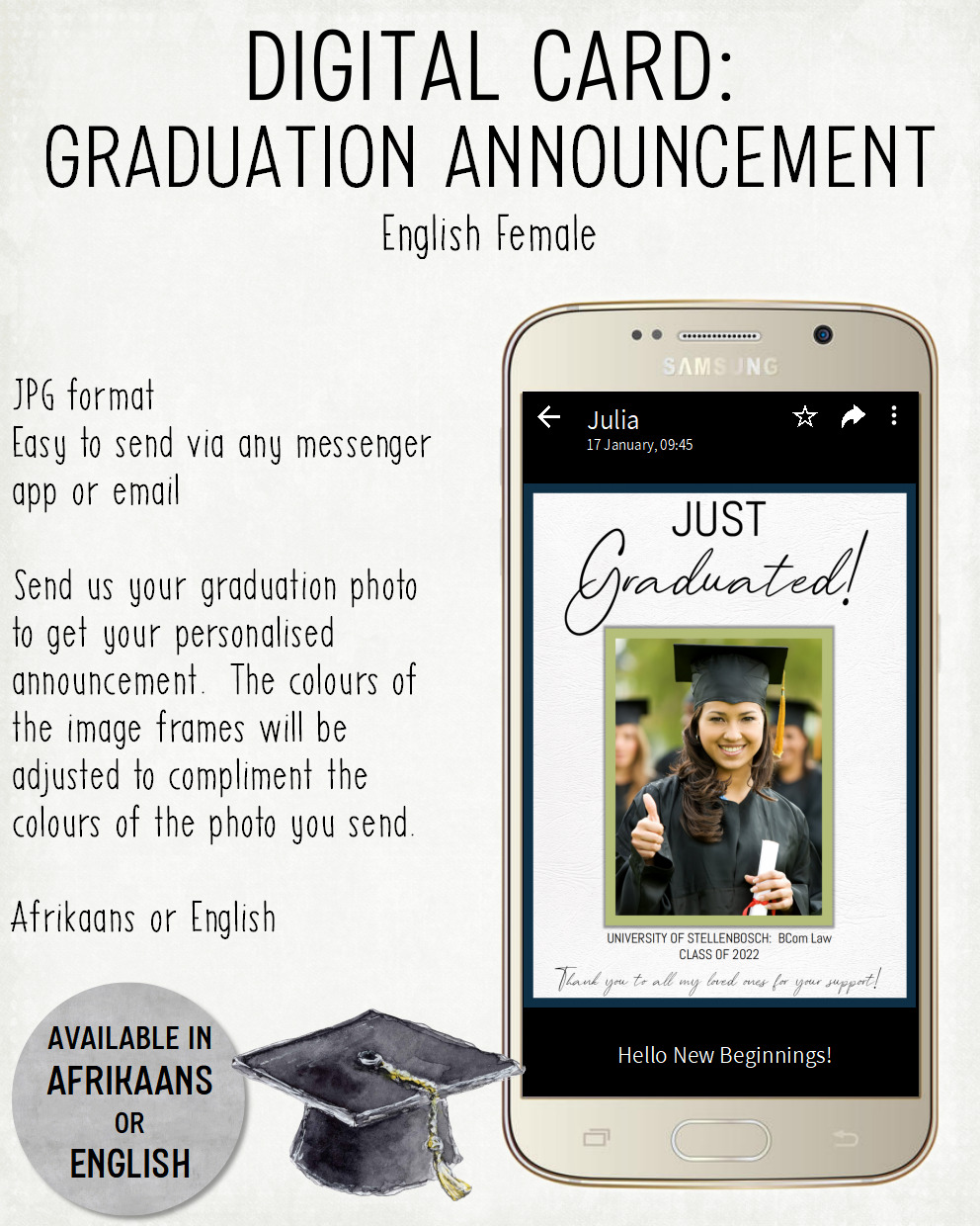 DIGITAL CARD:  Graduation Announcement (English)