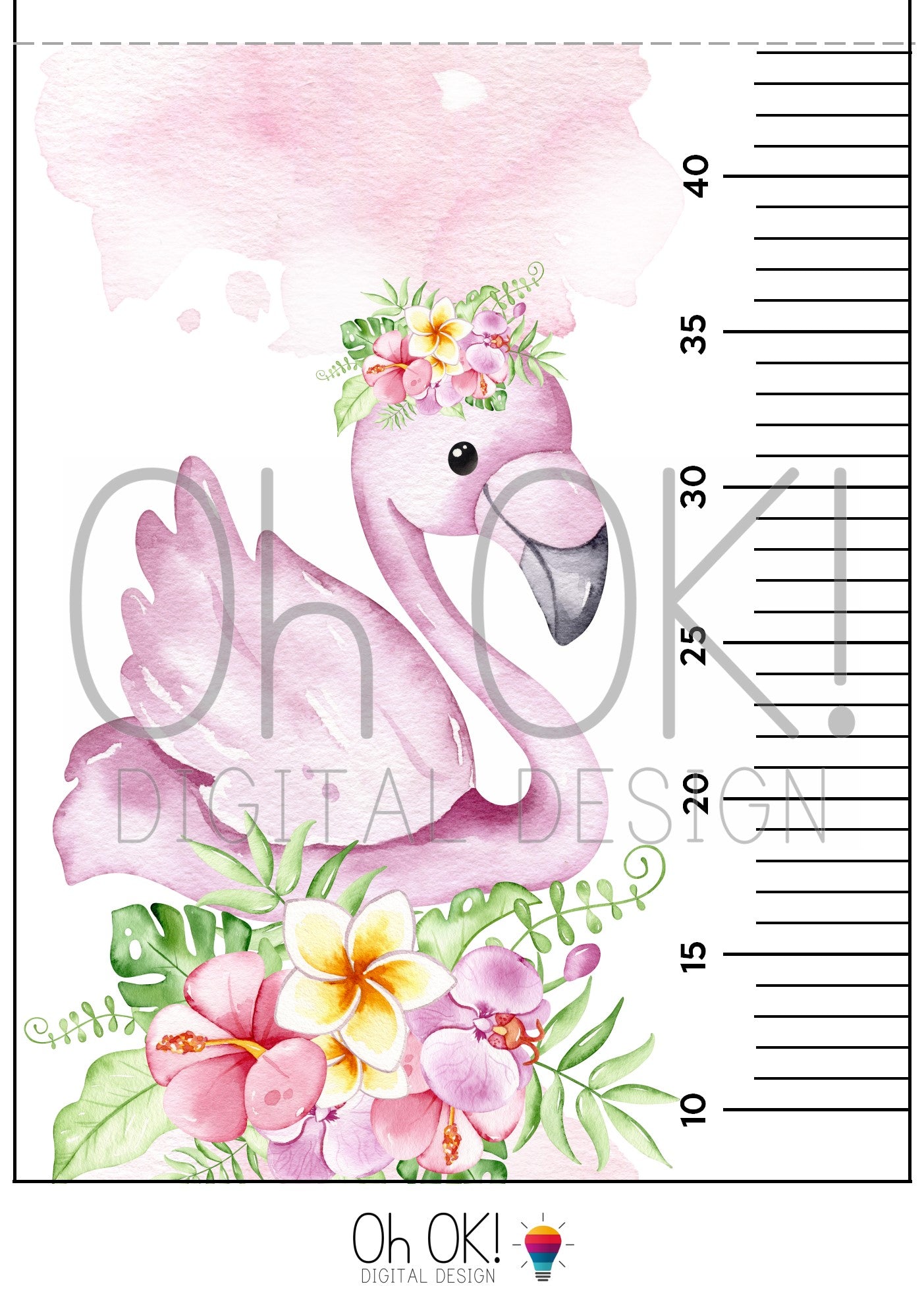 READY TO PRINT:  Wall Ruler 160 cm - Flamingo