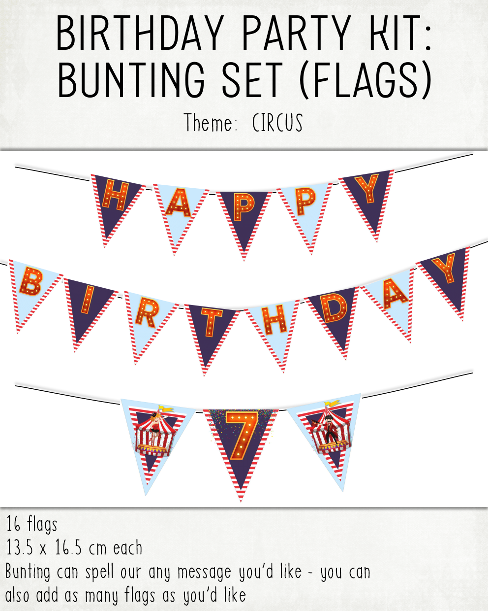 PRINT-IT-YOURSELF KIT:  Birthday Party - Circus