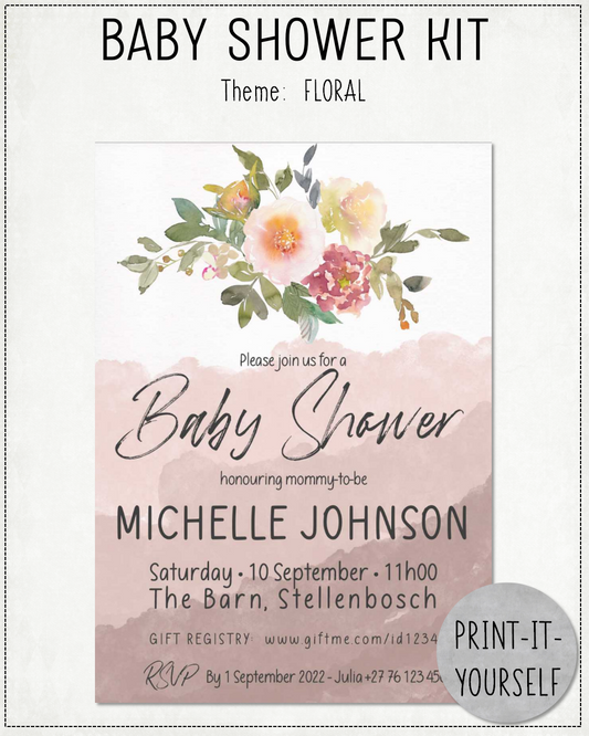 PRINT-IT-YOURSELF KIT:  Baby Shower - Floral