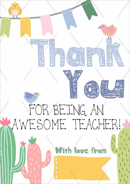 READY TO PRINT:  Teacher Appreciation Cards - Happy Cactus