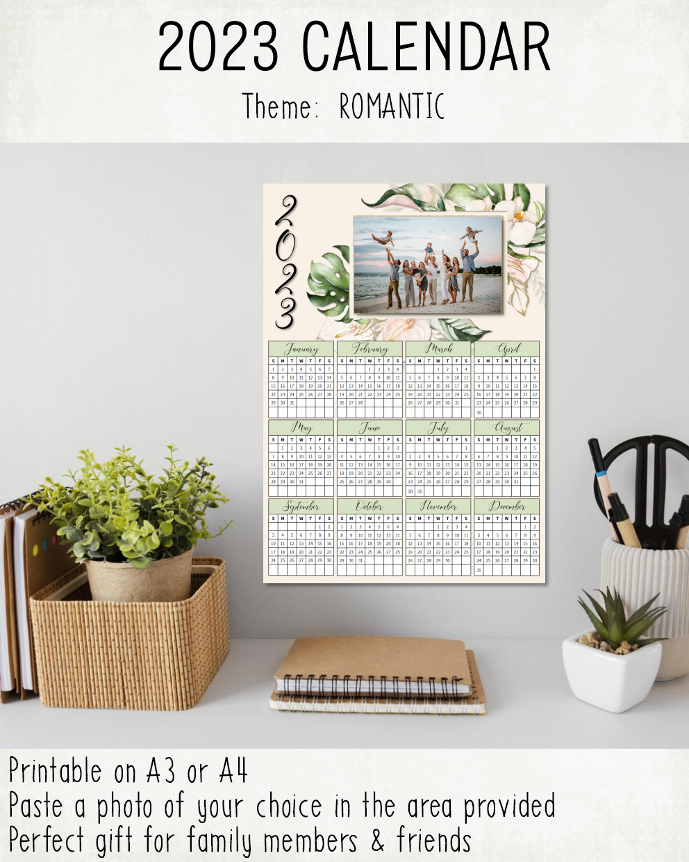 READY TO PRINT:  2023 Calendar - Romantic