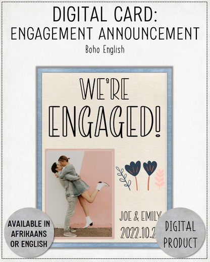 DIGITAL CARD:  Engagement Announcement - Boho (English)