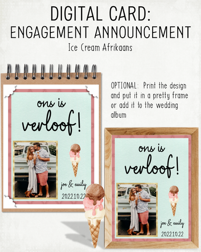DIGITAL CARD: Engagement Announcement - Ice Cream (Afrikaans)