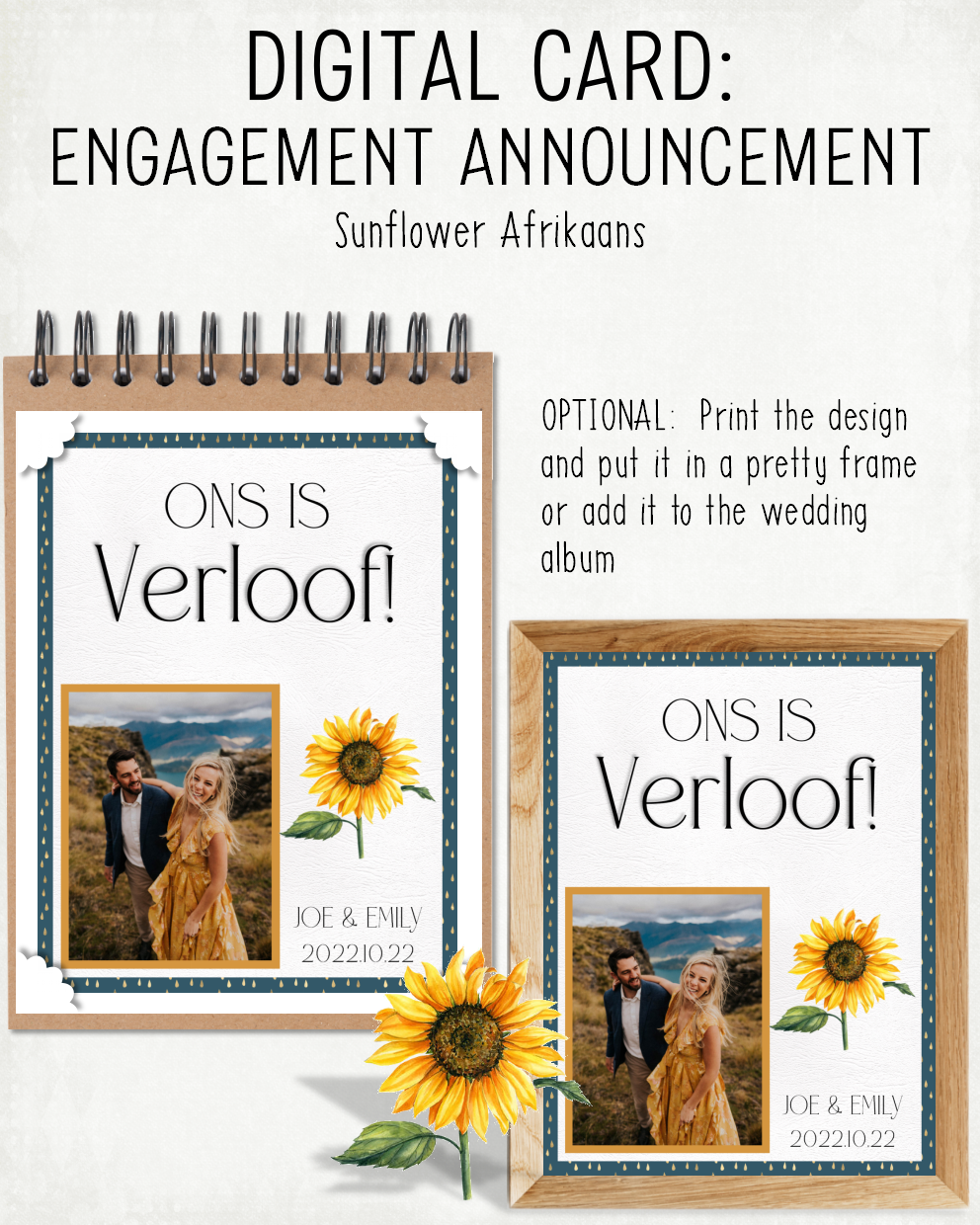 DIGITAL CARD: Engagement Announcement - Sunflower (Afrikaans)