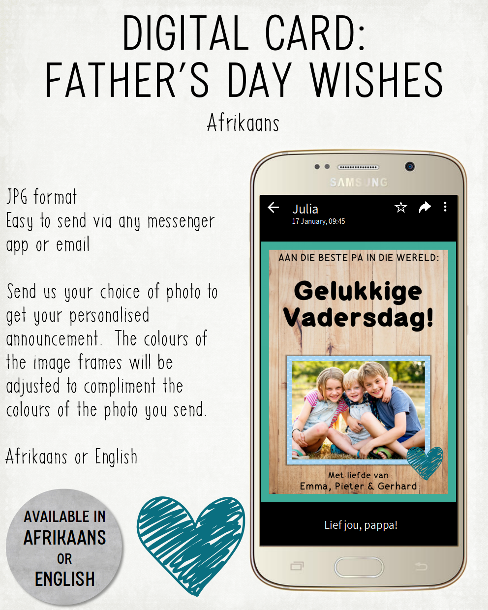 DIGITAL CARD: Father's Day Wishes (Afrikaans)